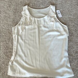 LOFT Women's Elegant White Ruffle Blouse